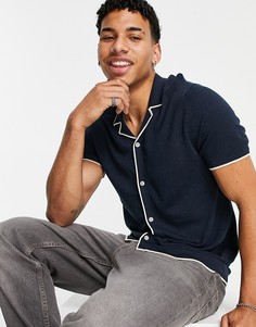 Трикотажная рубашка с короткими рукавами Selected Homme Moon-Голубой