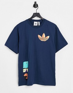Зеленая футболка с сюрреалистическим летним принтом adidas Originals-Зеленый цвет