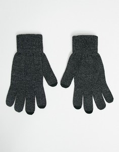Темно-серые перчатки со вставками для работы c сенсорным экраном ASOS DESIGN-Серый
