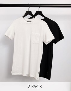 Набор из 2 футболок с карманом белого и черного цвета French Connection-Многоцветный