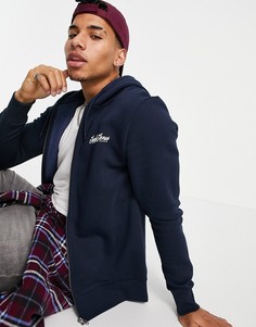 Худи темно-синего цвета на молнии с логотипом-надписью Jack & Jones-Темно-синий