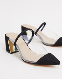 Черные туфли на среднем каблуке с ремешком на пятке, прозрачной вставкой и острым мыском Aldo-Черный