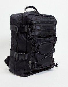 Черный нейлоновый рюкзак объемом 32 литра с зажимами ASOS DESIGN-Черный цвет