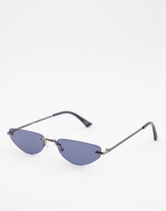 Серебристые модные очки без оправы с дымчатыми стеклами ASOS DESIGN-Серебристый