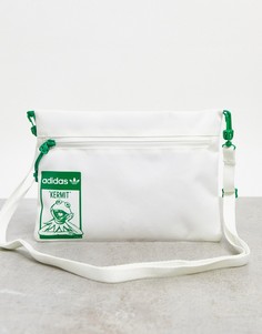 Белая сумка через плечо в стиле унисекс с принтом лягушонка Кермита adidas Originals x Disney-Белый