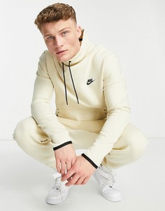 Флисовый свитшот песочного цвета с воротником-стойкой Nike Tech Fleece-Нейтральный