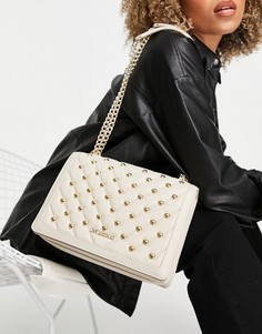 Кремовая стеганая сумка на плечо с ремешком-цепочкой Love Moschino-Красный