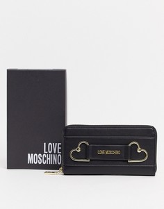 Черный кошелек с логотипом Love Moschino-Черный цвет