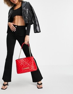 Красная стеганая сумка на плечо с цепочкой Love Moschino-Красный