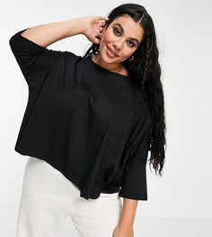 Черная свободная футболка с рукавами «летучая мышь» ASOS DESIGN Curve-Черный цвет