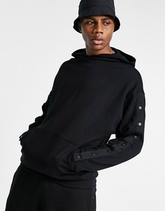 Черный oversized-худи с кнопками (от комплекта) ASOS DESIGN-Черный цвет