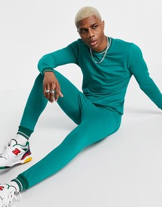 Спортивный костюм из органического хлопка зеленого цвета в полоску ASOS DESIGN-Зеленый цвет