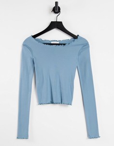 Голубой лонгслив с волнистыми краями Topshop