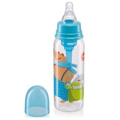 Бутылочка антиколиковая Happy Baby для кормления с силиконовой соской 250 мл., sky