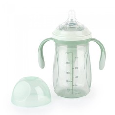 Бутылочка с ручками и силиконовой соской 300 мл., olive Happy Baby