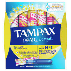 Женские гигиенические тампоны TAMPAX Compak Pearl с аппликатором Regular Duo 16шт