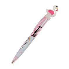 Авторучка шариковая синяя с фигуркой и подсветкой "Фламинго" светло-розовая Mc Basir