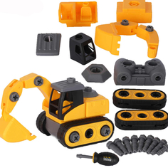 Машинка-конструктор ABtoys Строительная техника Экскаватор с отверткой желтый