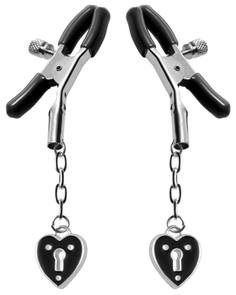 Зажимы на соски с подвесками-замками Charmed Heart Padlock Nipple Clamps XR Brands