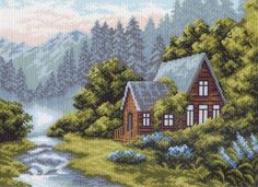 Канва с рисунком Матренин посад Отдых в горах 21*29 см (28*37 см) 650