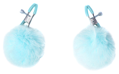 Зажимы на соски Angelic с голубыми меховыми шариками Lola toys