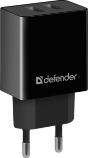 Сетевое зарядное устройство Defender UPA-22, 2xUSB, 2,1 A, black