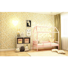 Кровать RooRoom Домик со съемным бортиком (цвет розовый) спальное место 160х80
