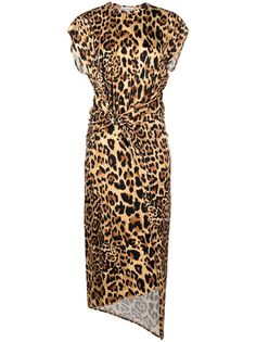 Paco Rabanne присборенное платье с леопардовым принтом