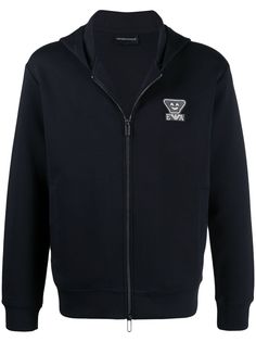 Emporio Armani худи на молнии с нашивкой-логотипом