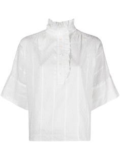 Sandro Paris блузка Celeste с оборками и узором в мелкую точку