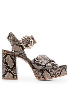 See by Chloé босоножки на массивном каблуке со змеиным узором