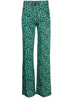 Laneus расклешенные брюки с леопардовым принтом