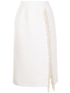 Giambattista Valli твидовая юбка миди с искусственным жемчугом