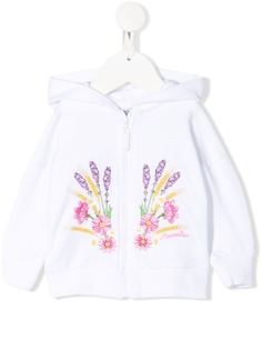 Monnalisa худи на молнии с цветочным принтом