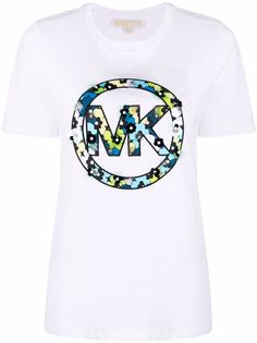 Michael Michael Kors футболка с цветочной аппликацией и логотипом