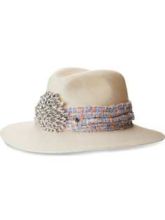 Maison Michel соломенная шляпа с кристаллами