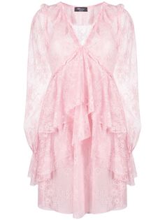 Blumarine платье с оборками и кружевом
