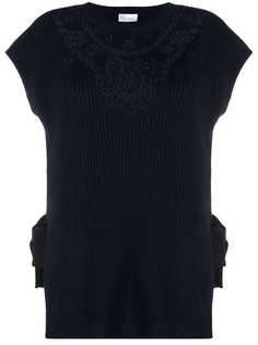 RED Valentino джемпер в рубчик с английской вышивкой