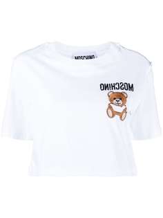 Moschino укороченная футболка с вышивкой Teddy Bear