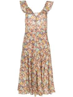 Veronica Beard платье миди Malgosia с цветочным принтом