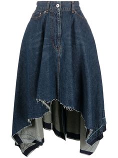 Sacai джинсовая юбка асимметричного кроя с драпировкой