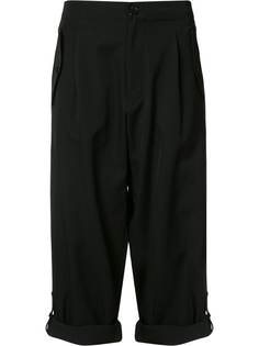 Yohji Yamamoto укороченные брюки с отворотами