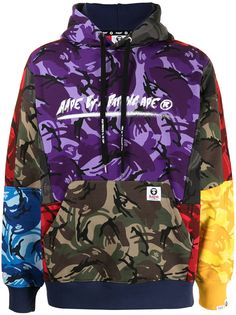 AAPE BY *A BATHING APE® худи с камуфляжным принтом в стиле колор-блок