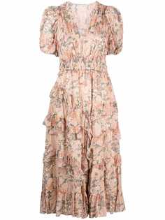 Ulla Johnson платье миди Gardenia с цветочным принтом