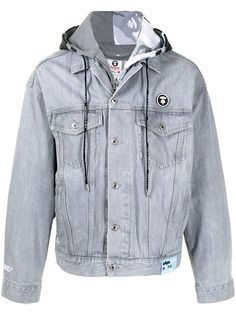 AAPE BY *A BATHING APE® джинсовая куртка с капюшоном