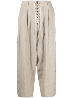 Yohji Yamamoto укороченные брюки со шнуровкой