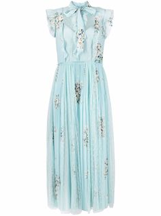 RED Valentino платье из тюля пуэн-деспри с цветочным принтом