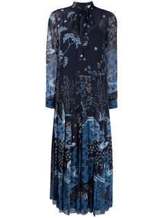 RED Valentino плиссированное платье с принтом Toile de Jouy