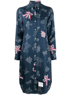 Thom Browne платье-рубашка с длинными рукавами и принтом