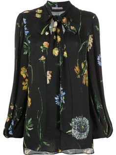 Lela Rose блузка с бантом и цветочным принтом